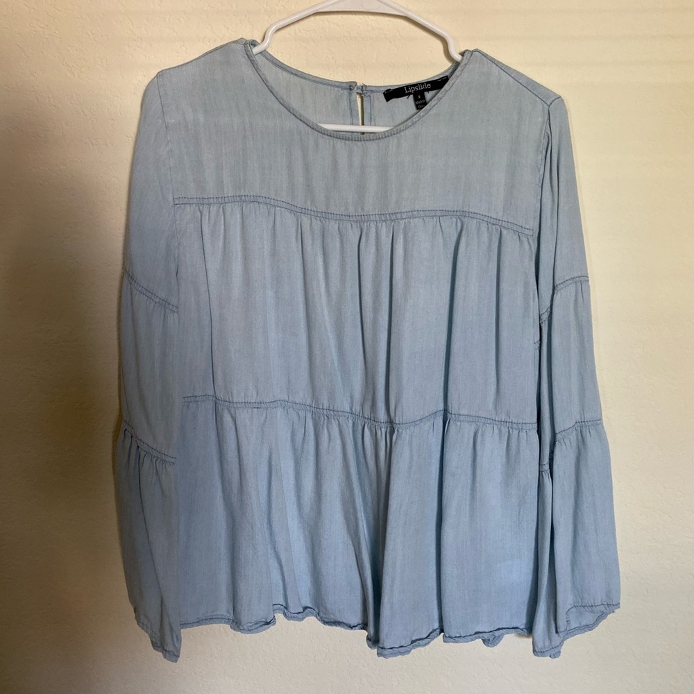 Long sleeve light denim shirt